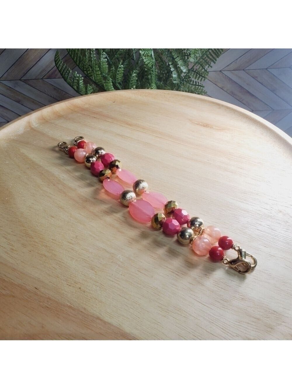 Beaded Medical ID Bracelet Pink Jeweled Beads Charms